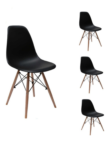 Sillas Eames Xiird Set De 4 Madera Minimalista