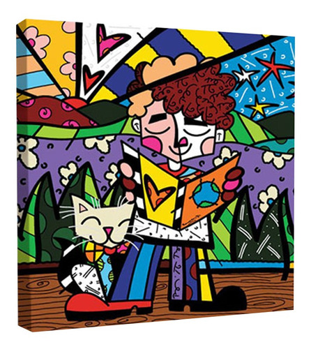 Cuadro Decorativo Canvas Moderno Lectura Romero Britto