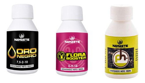 Combo Namaste Bases Oro Negro Flora Booster Ph- 100ml Indoor