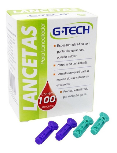 Imagem 2 de 2 de Lancetas Para Lancetador G-tech 30g Com 100un