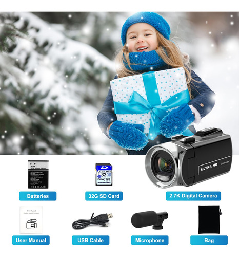Videocámara Weochi Hd 4k, 48 Mp, Zoom 18x, Pantalla Giratori