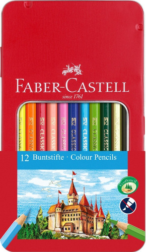 Lapices De Colores Faber Castell X 12 Largos En Lata Premium