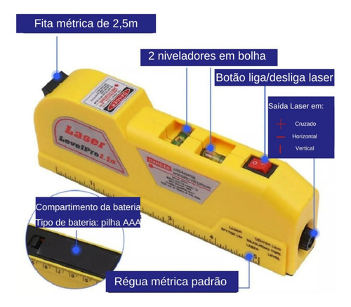 Nivelador Profissional Nível Laser Com Trena 3 Estágios