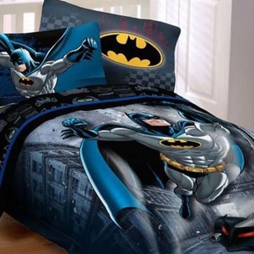 Jogo De Cama Batman Casal Comum Com Edredom 6 Pçs