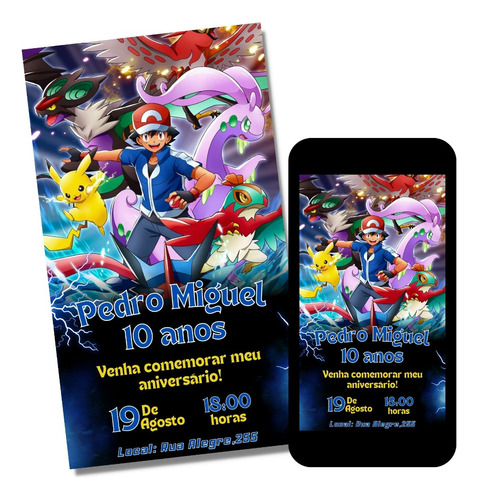 Convite Pokémon Digital Virtual D884
