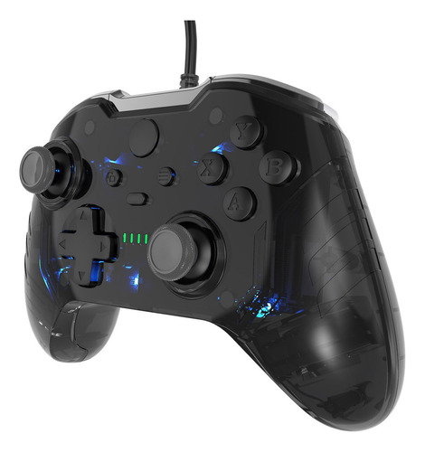 Controlador con cable Xbox One, PC, carcasa, LED negro translúcido