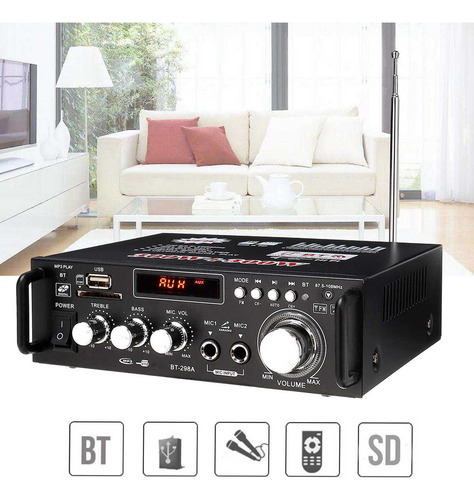 Amplificador De Audio Bluetooth Carro/hogar 2 Canales 600w
