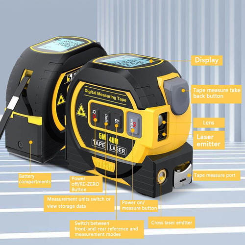 Cintas Métricas Digitales De 40 Metros Con Medidor Láser