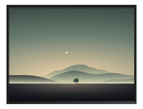 Cuadro Paisaje Arbol Solitario Minimalista Recamara C/ Marco