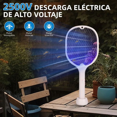 Raqueta Mosquitos Baterias Recargables Raqueta + Lampara Uv Blanco