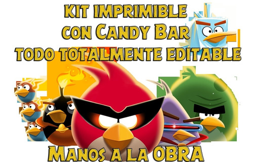 Kit Imprimible + Candy Bar De Angry Birds Editable 