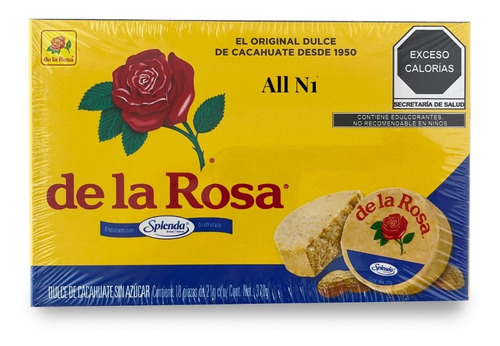 Mazapan Sin Azucar 18 Pzas De La Rosa Cacahuate Tostado 378g