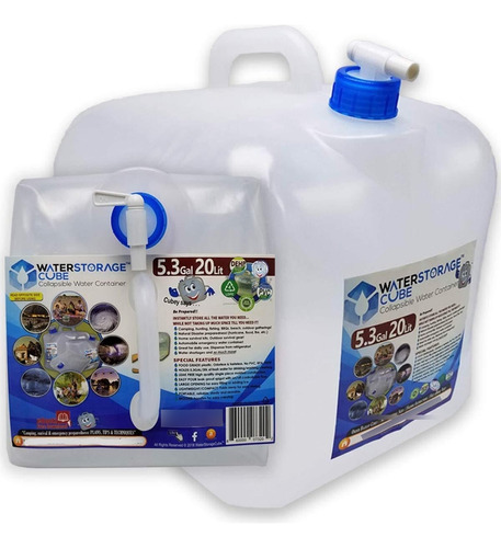 Contenedor De Agua Plegable Sin Bpa Con Grifo 5 10 Y 20 Litr