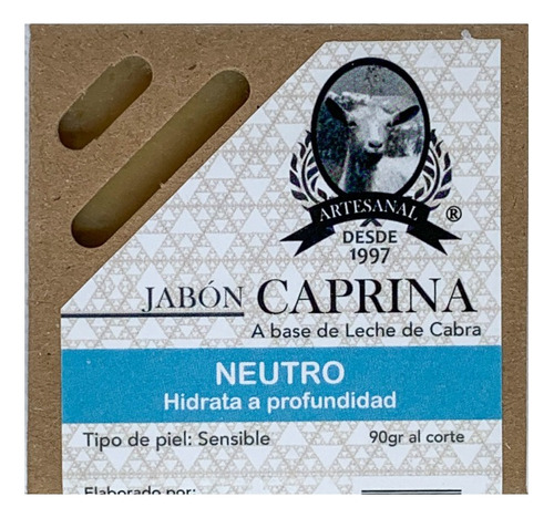 Jabón Caprina Artesanal Neutro A Base De Leche De Cabra 90g