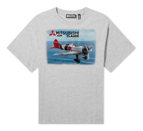 Remera Avion Mitsubishi Claude Varios Modelos En Gris O Blan