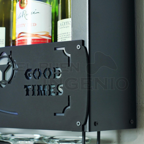 Imagen 6 de 6 de Cantina Moderna Repisa Flotante Bar Leds Porta Cava Vinos