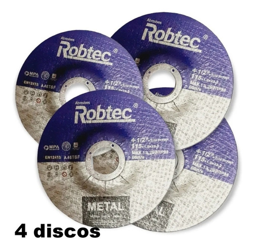 Disco Corte Metal 4 1/2  Pack 4 Ultrafino 