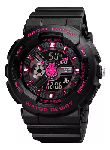 Reloj Skmei 1689  Dama Negro Fucs Niñas Contra Agua Sumergib