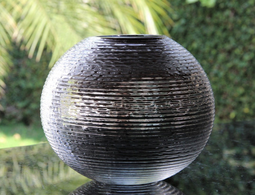 Imagem 4 de 7 de Vaso De Vidro Redondo Prata Espelhado Bu136