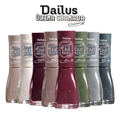 Esmalte Dailus Coleção Ultima Chamada Lançamento Kit 8 Cores Nude Vermelho Vinho Verde Azul