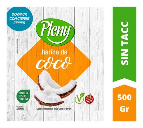 Harina De Coco Pleny X 500 Gr - Libre De Gluten Sin Tacc