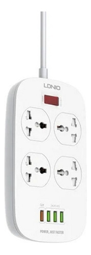 Ldnio - Regleta De 4 Tomas+1 Usb Qc3.0 + 3 Usb Normal Sc4407 Color Blanco