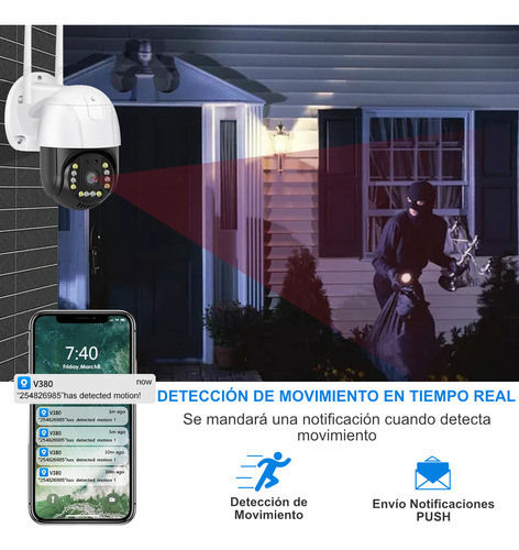 Camara Ip Wifi Vigilancia Exterior 5mp V Nocturna Ptz Audio Color Blanco Con Negro