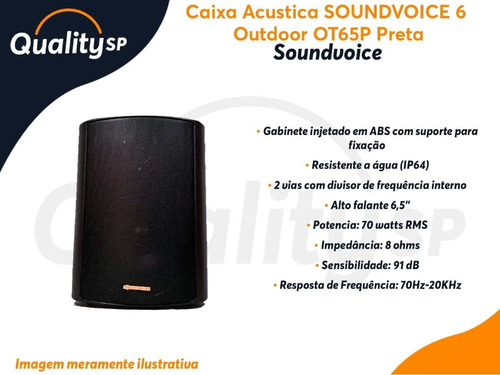 Imagem 4 de 4 de Caixa Acústica Passiva Soundvoice Ot65p Preta 6,5 70w Rms