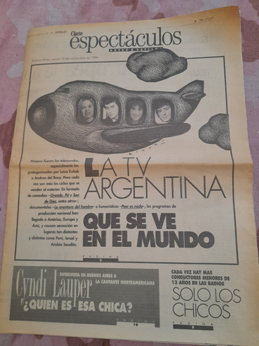 Suplemento Espectáculos Bermudez Kuliok Cyndi Lauper 1994