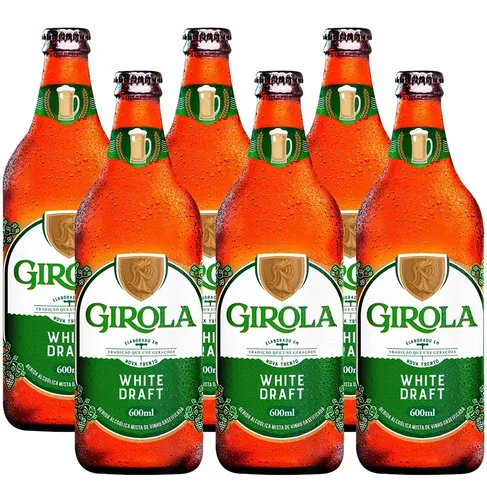 Kit 6 Chopp White Draft Girola Gaseificada Garrafa 600ml