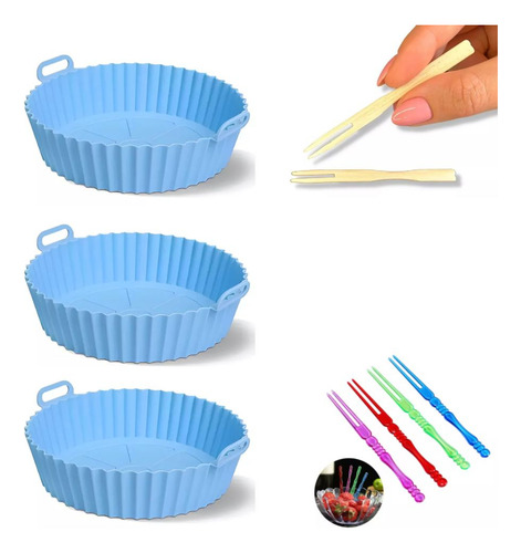 Kit 3 Forros Air Fryer De Silicone Antiaderente + Brinde