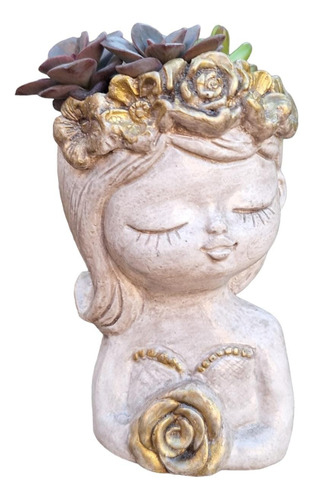 Maceta Figura Deco Nena Pintada Siete Vidas -set 5 Unidades Beige Rosa