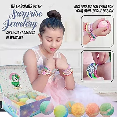 Bombas De Baño Para Niñas Relleno De Pulsera Multicolor 6 Pz