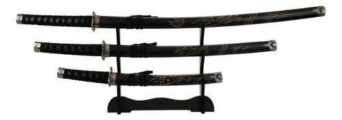 Jogo 3 Espada Decor Vermelha Japonesa Katana 100cm 79cm 54cm