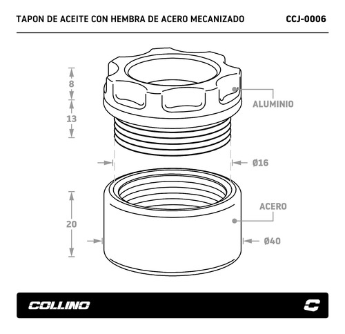 Tapon Roscado Hembra Acero P Soldar A Deposito Tapa Collino