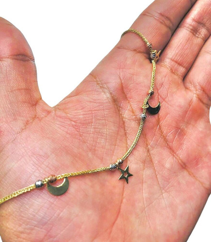 Pulsera Luna Estrellas Oro 10k + Obsequio