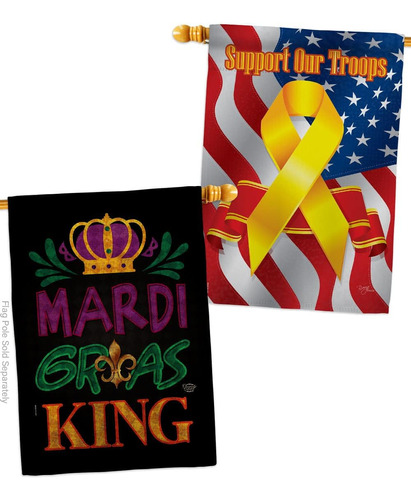 Mardi Gras King Decoración De Césped Support Our Troops Bann