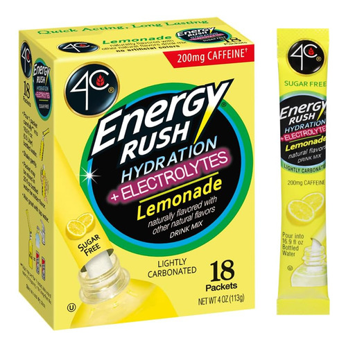 Energy Rush Psd Con Electrolitos, Paquete De 1 Limonada, 18 