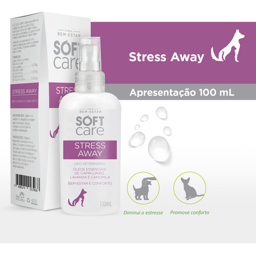 Spray Relaxante Softcare Stress Away Cães/gatos - 100 Ml