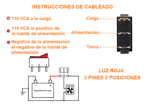 Boton Rectangular C/luz 3 Pines Encendido Apagado 2 Piezas