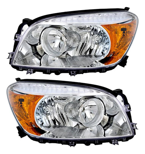 Faros Lámparas Set Toyota Rav4 2006-2008 Halógeno Cromo