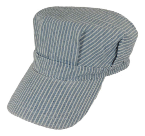 Adult's Adjustable Blue And White Striped Railroad Engineer