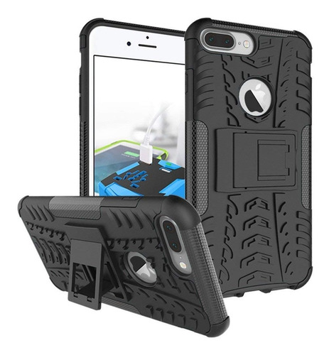 Kit Capa Para iPhone 7 8 Plus Armadura Anti Impacto + Vidro