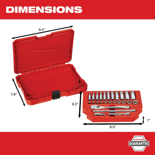 Kit De Dados Y Matraca De 1/4 Con 28 Pzs Milwaukee 48229504