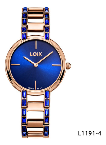 Reloj Mujer Loix® L1191-4 Oro Rosa Con Piedras Azules