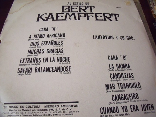 Lp Bert Kaempfert, Al Estilo De (Usado)