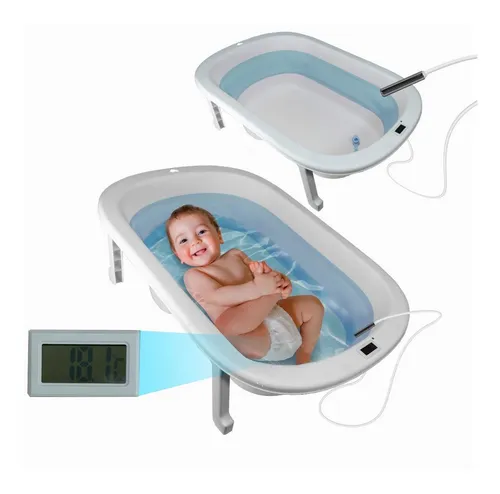 Bañera Tina De Baño Con Termómetro De Agua Para Bebe Plegable