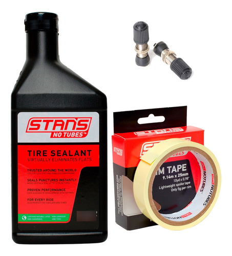 Sellador Tubeless Stans 16oz + Cinta 10yd25 + Valv 32mm Amer