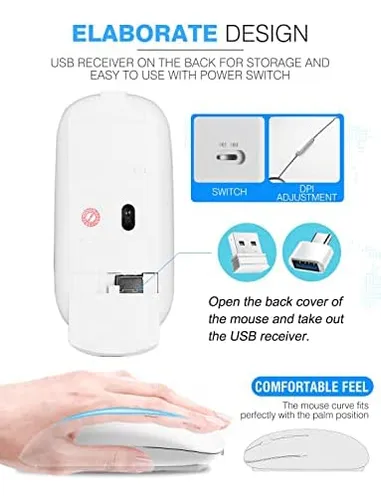 Mouse Inalámbrico Shuguotu, 2.4g Slim Mute Silent Click Mous