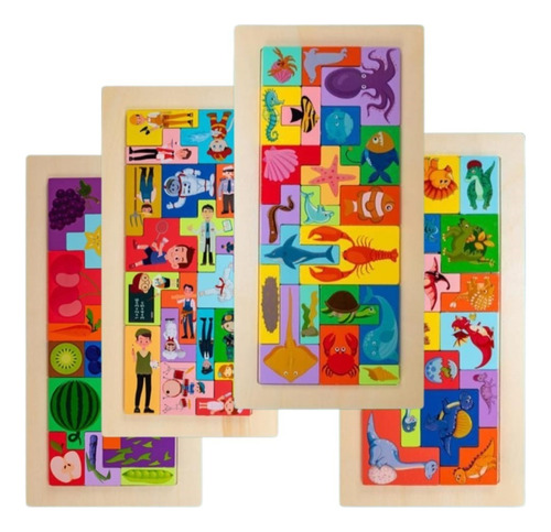 Pack 4 Puzzles Rompecabezas Tetris Puzzles De Madera 3d